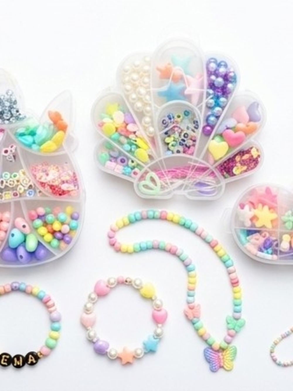 3-Pack DIY Kids Jewelry Making & Bead Craft Kits ( Unicorn, Shell & Dolphin) New